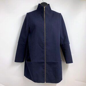 Zara Basic Women's Full ZIp Long Sleeve Knit Pea Coat Jacket Size M